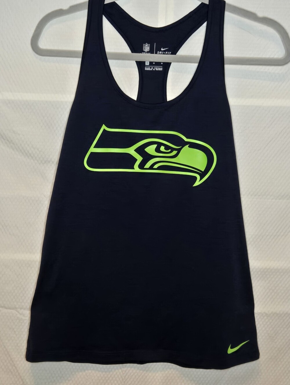 Nike Navy Tank with Neon Green Seattle Seahawks Logo